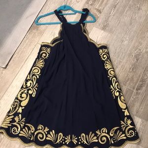Unworn Lilly dress navy and gold
